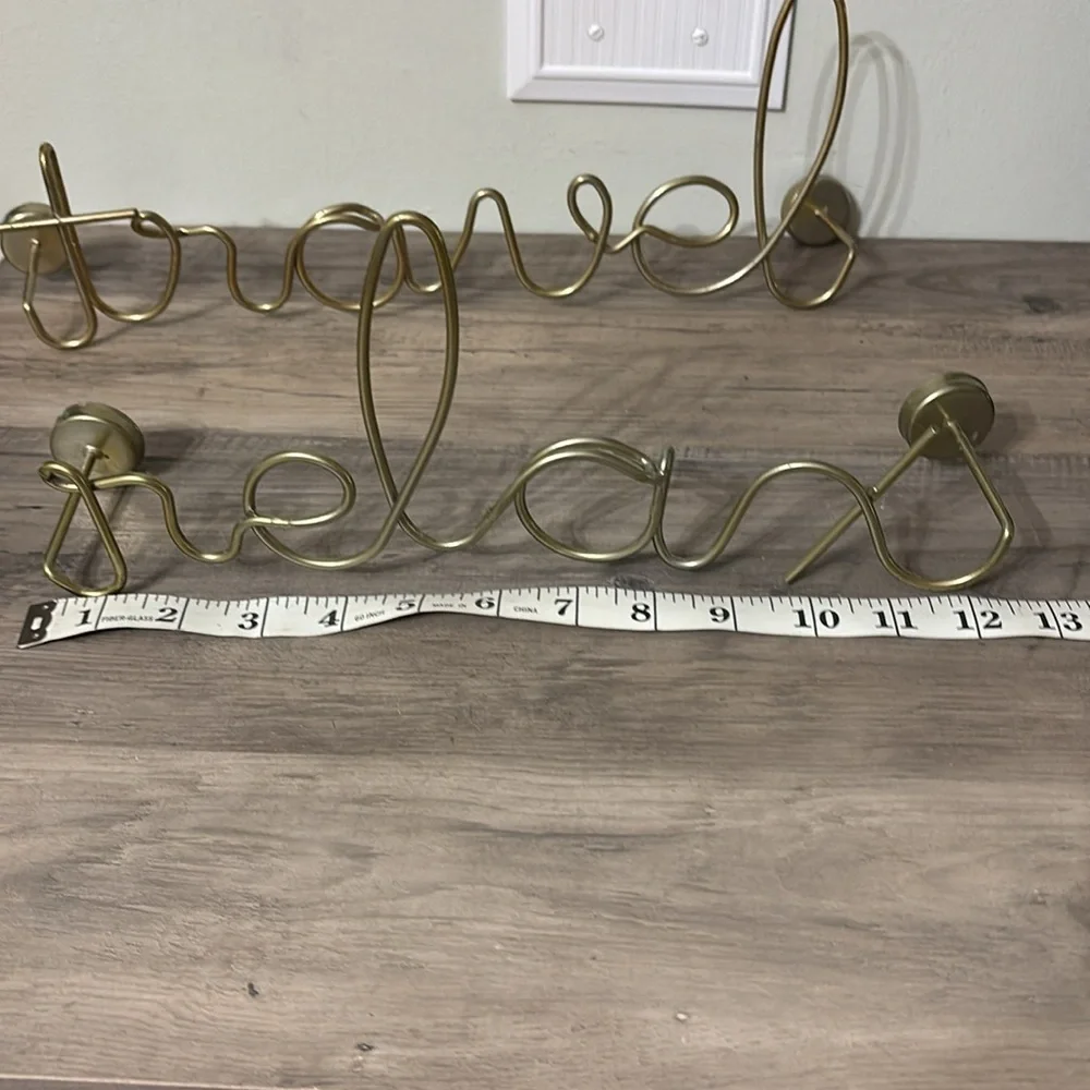 PRE OWNED Travel & Relax Gold-tone Script Art Wire Wall Decor Set of 2